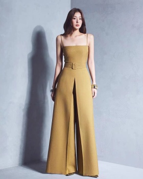 Simple temperament jumpsuit sling niche long pants