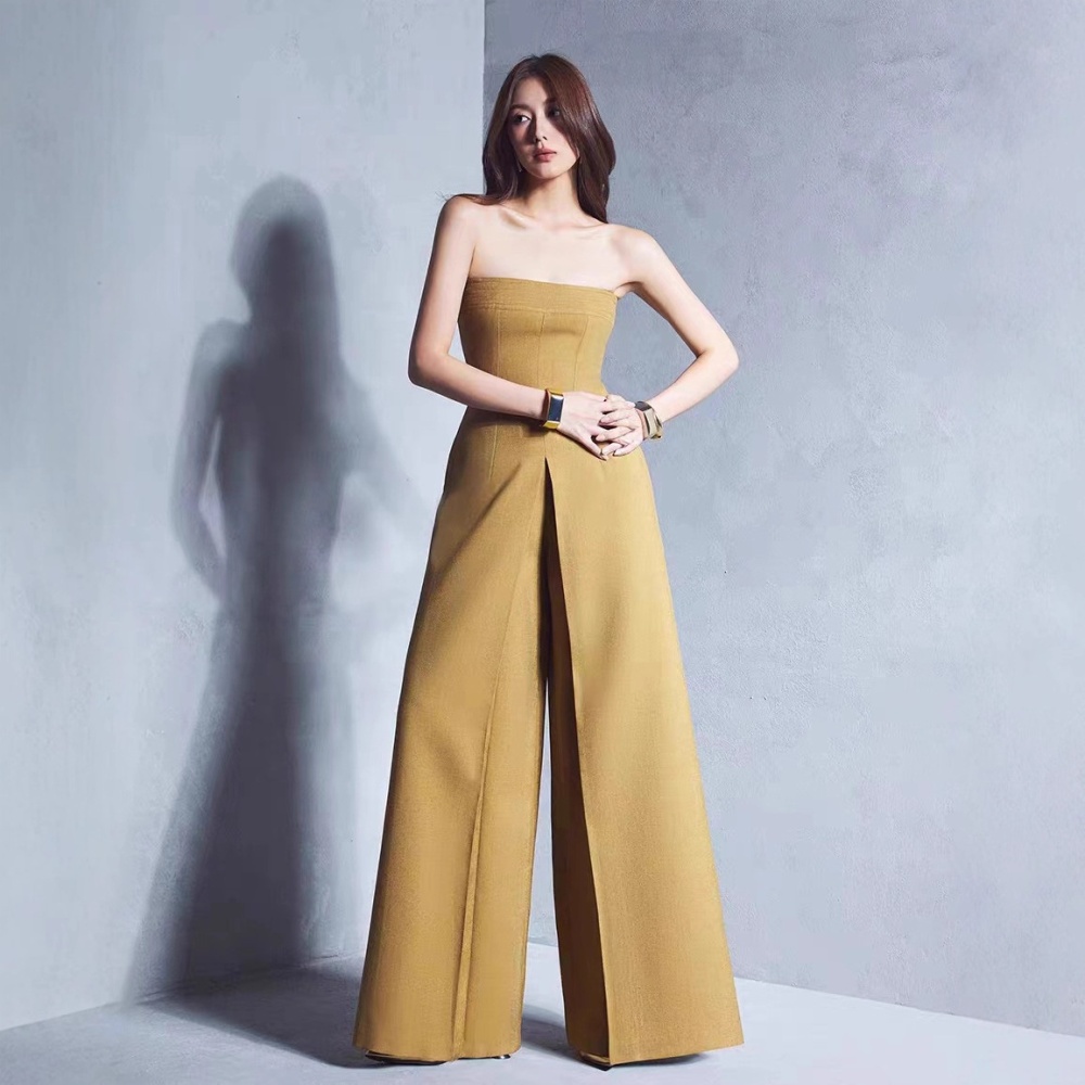 Simple temperament jumpsuit sling niche long pants