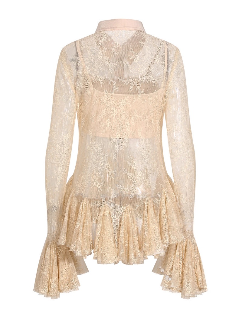 Fashion splice thick and disorderly lotus leaf edges shirt