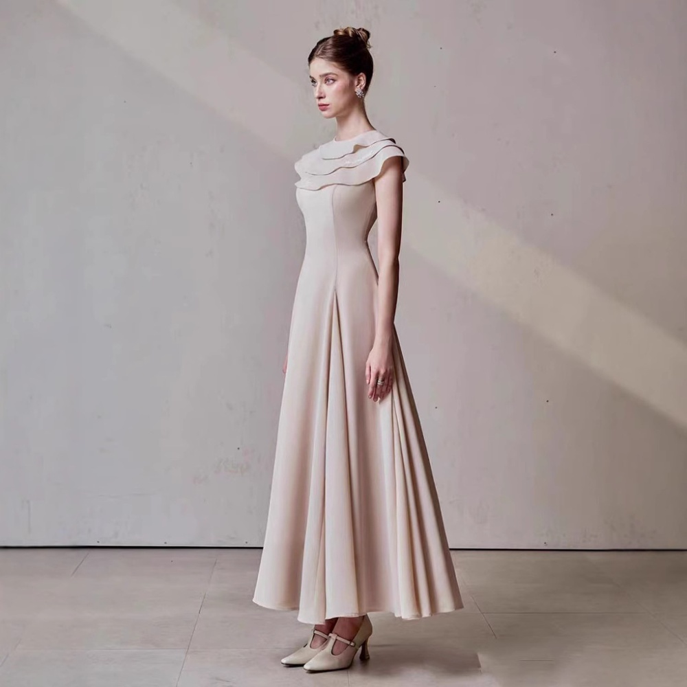 Slim lotus leaf edges long dress ladies niche dress