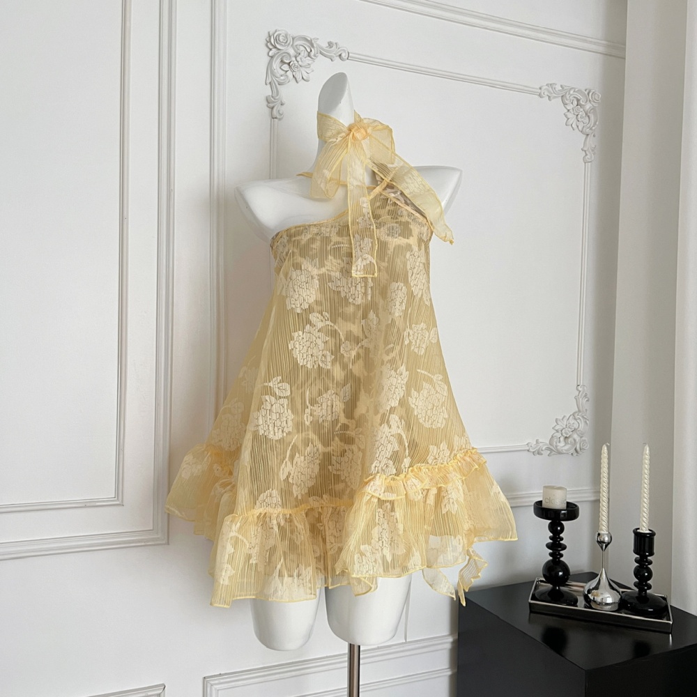Leopard streamer smock enticement lace dress 2pcs set