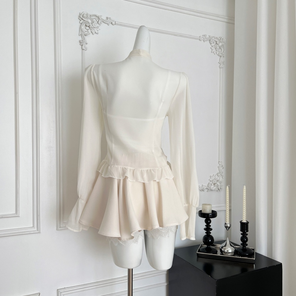 Fashion ladies temperament tops black swan short skirt a set