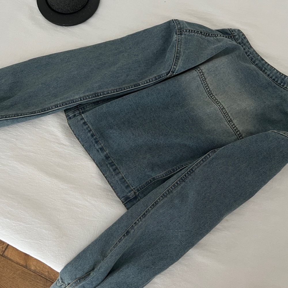 Denim autumn washed skirt short retro coat 2pcs set