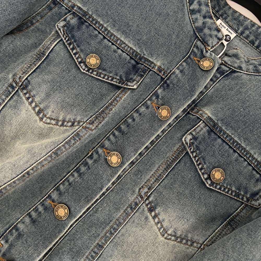 Denim autumn washed skirt short retro coat 2pcs set