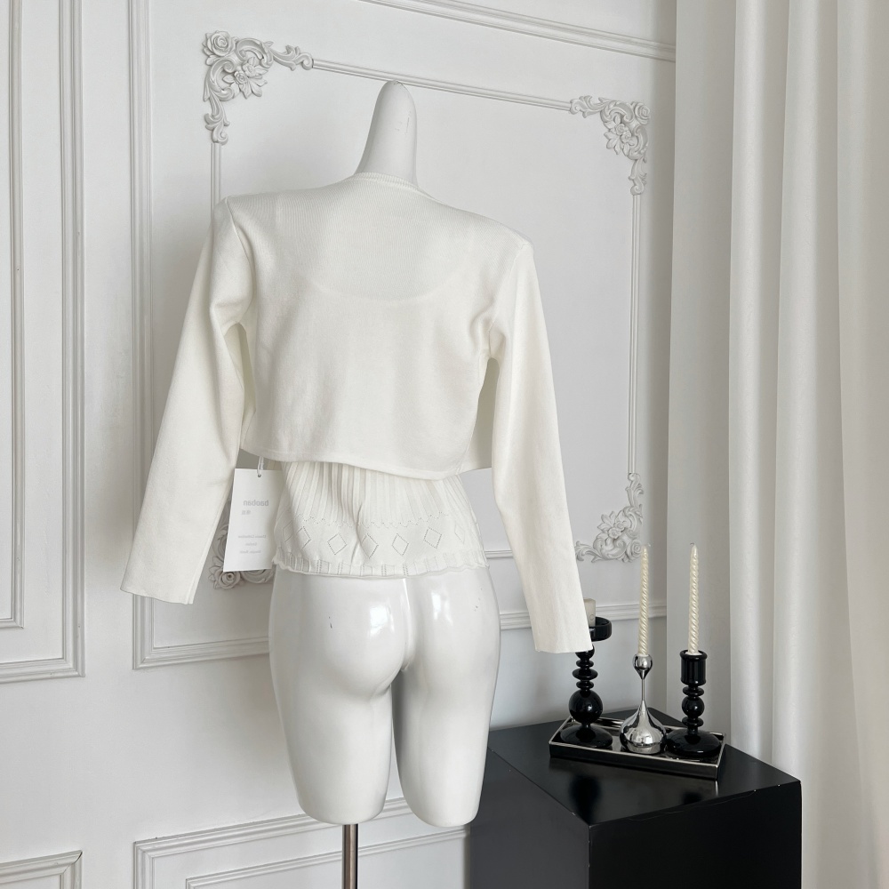 Autumn ladies cardigan sling knitted vest 2pcs set