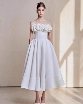 Pinched waist temperament dress sling elegant long dress