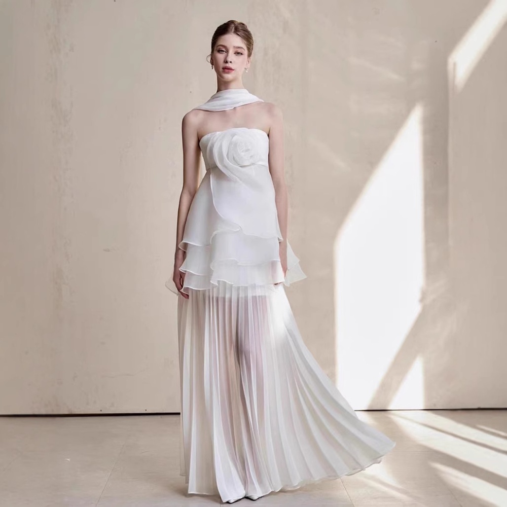 Flowers temperament long skirt tender tops 2pcs set