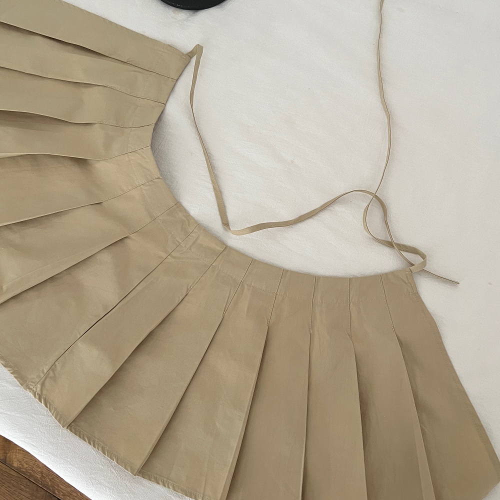 Autumn high waist short skirt pocket shirt 2pcs set