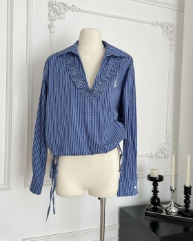All-match spring and summer long sleeve slim shirt for women
