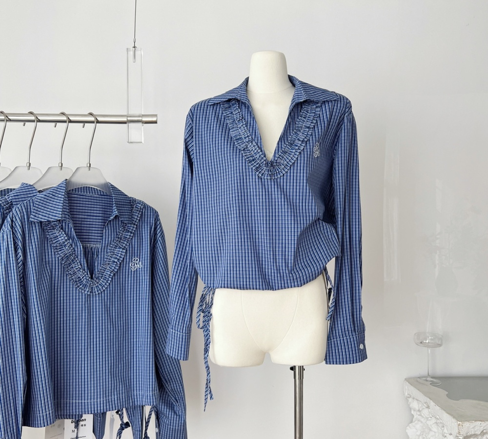 All-match spring and summer long sleeve slim shirt for women