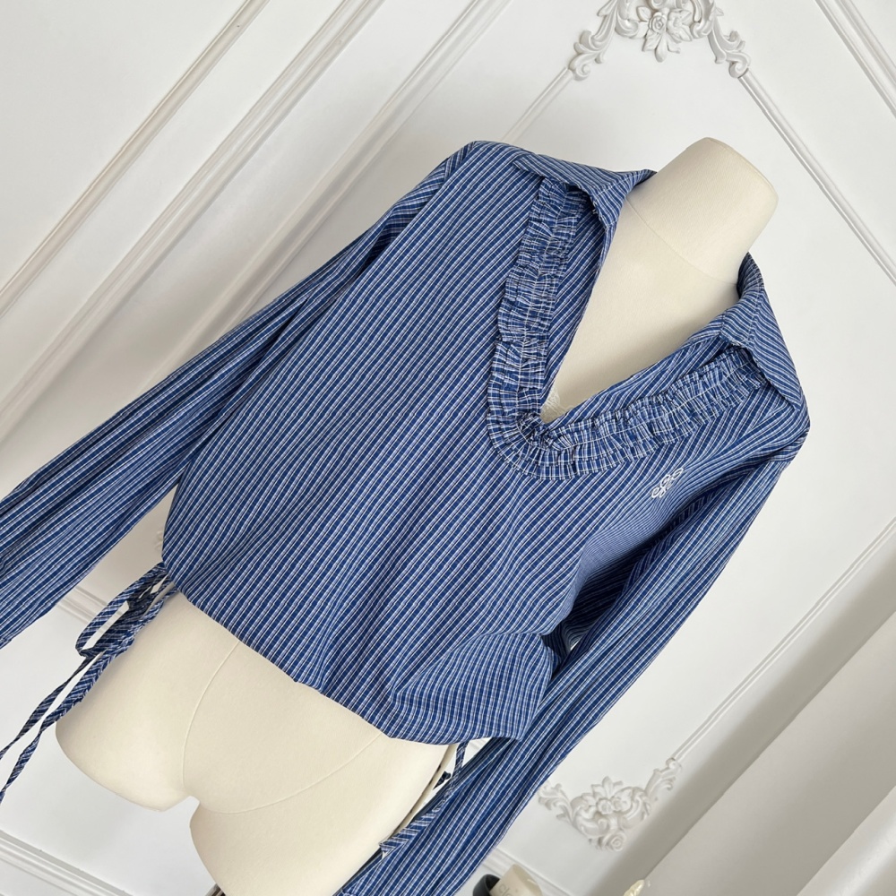 All-match spring and summer long sleeve slim shirt for women