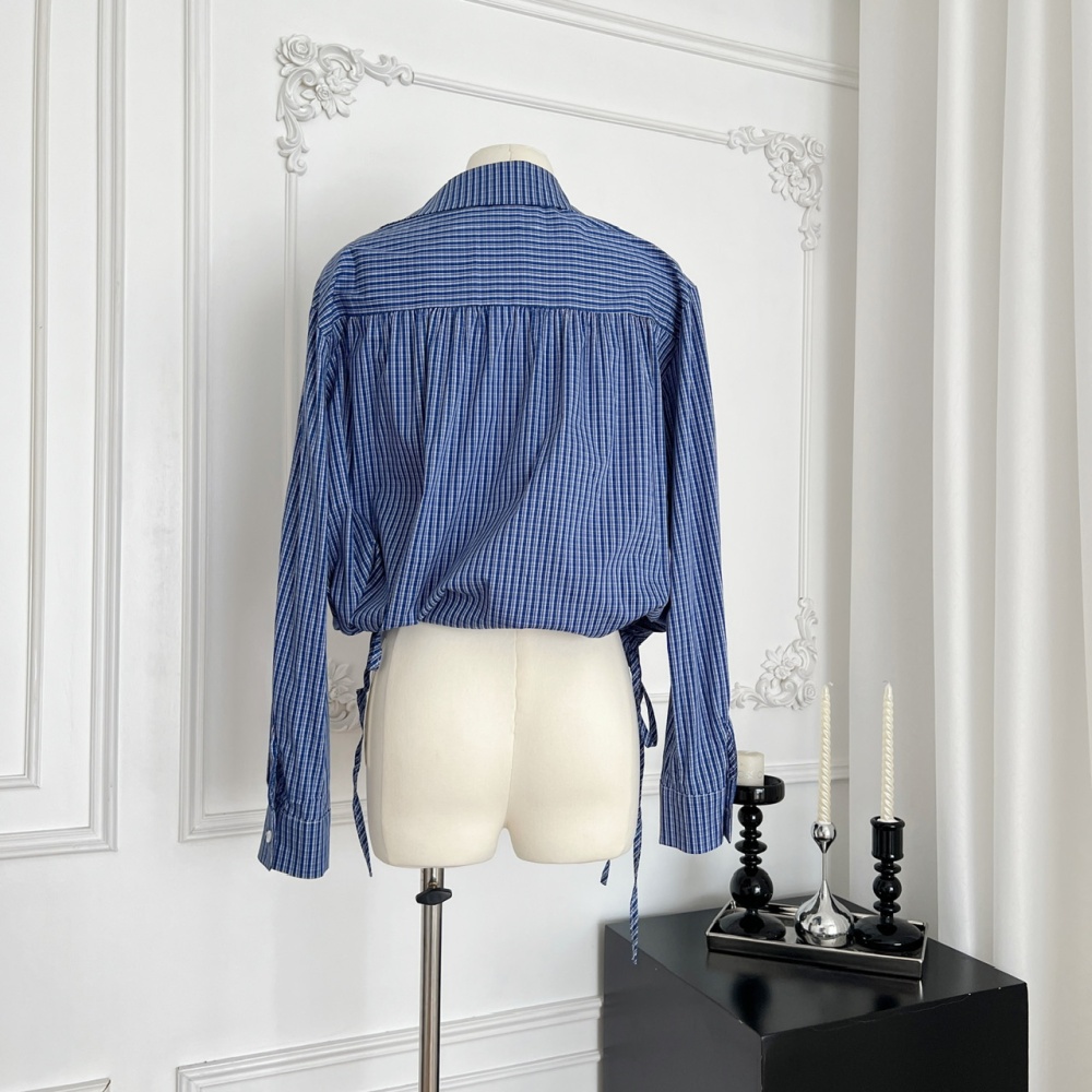 All-match spring and summer long sleeve slim shirt for women