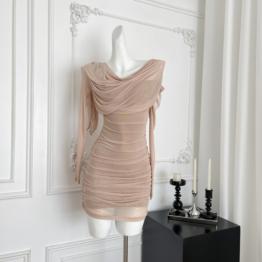 Autumn enticement long sleeve chiffon dress
