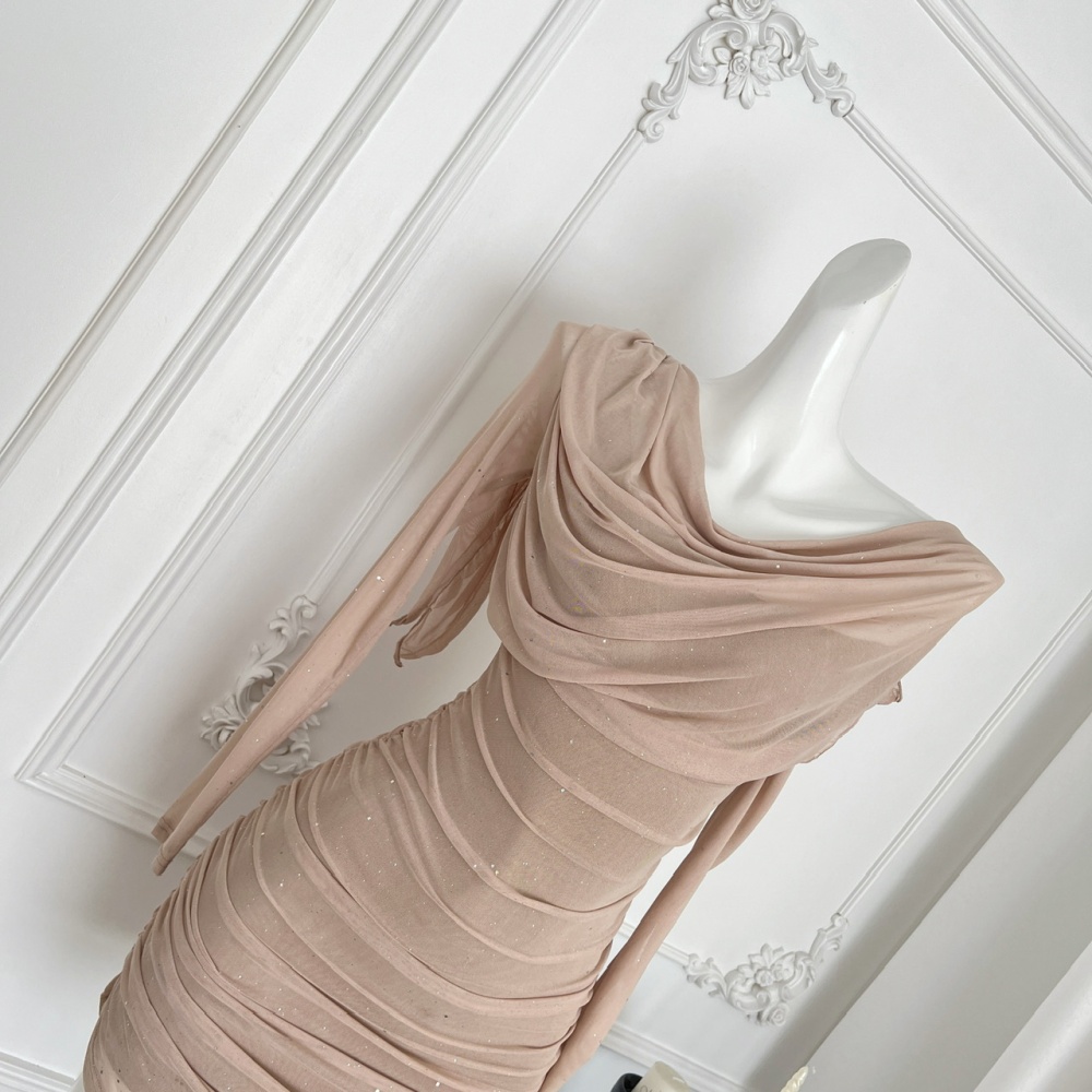 Autumn enticement long sleeve chiffon dress