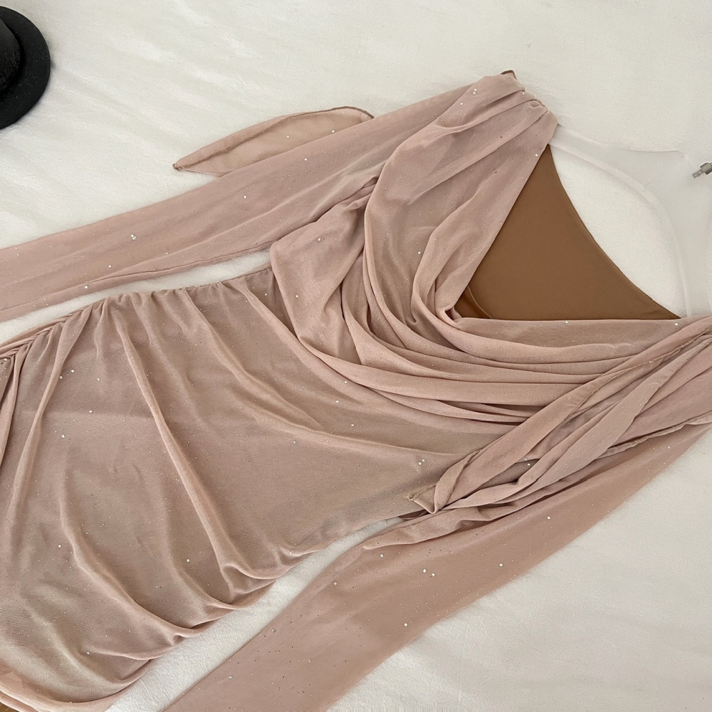 Autumn enticement long sleeve chiffon dress