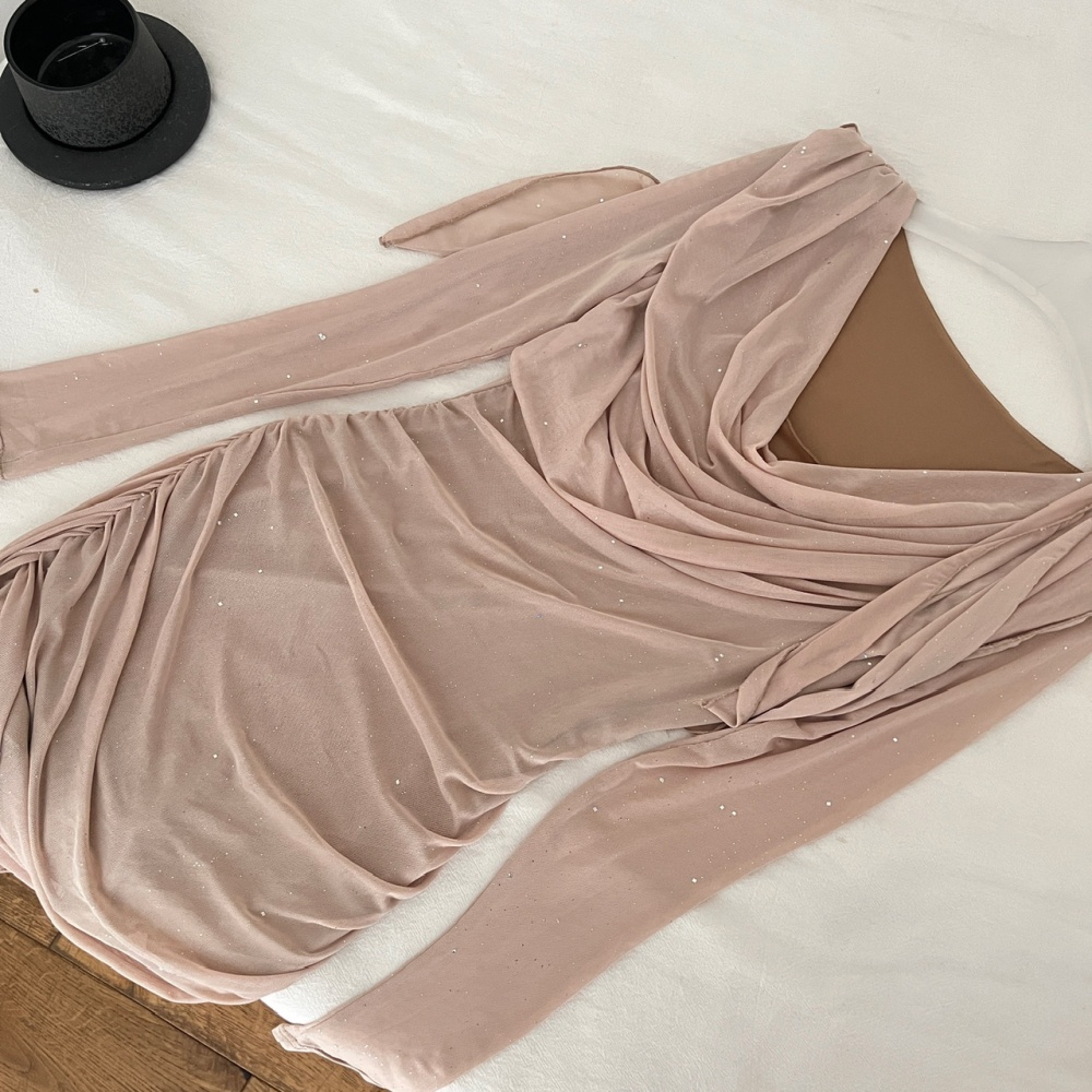 Autumn enticement long sleeve chiffon dress
