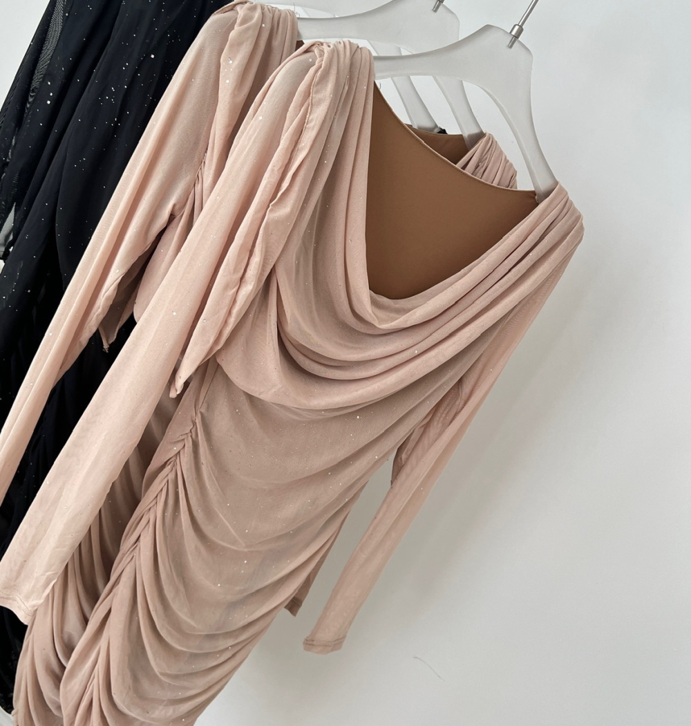 Autumn enticement long sleeve chiffon dress