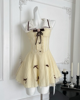 Summer splice sleeveless college lace slim dress
