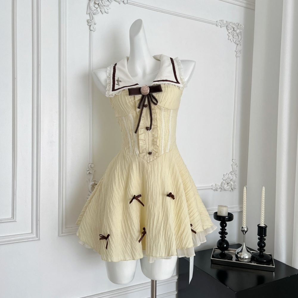 Summer splice sleeveless college lace slim dress