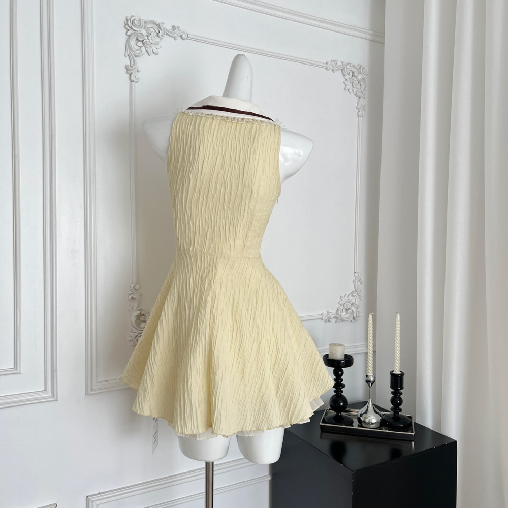 Summer splice sleeveless college lace slim dress