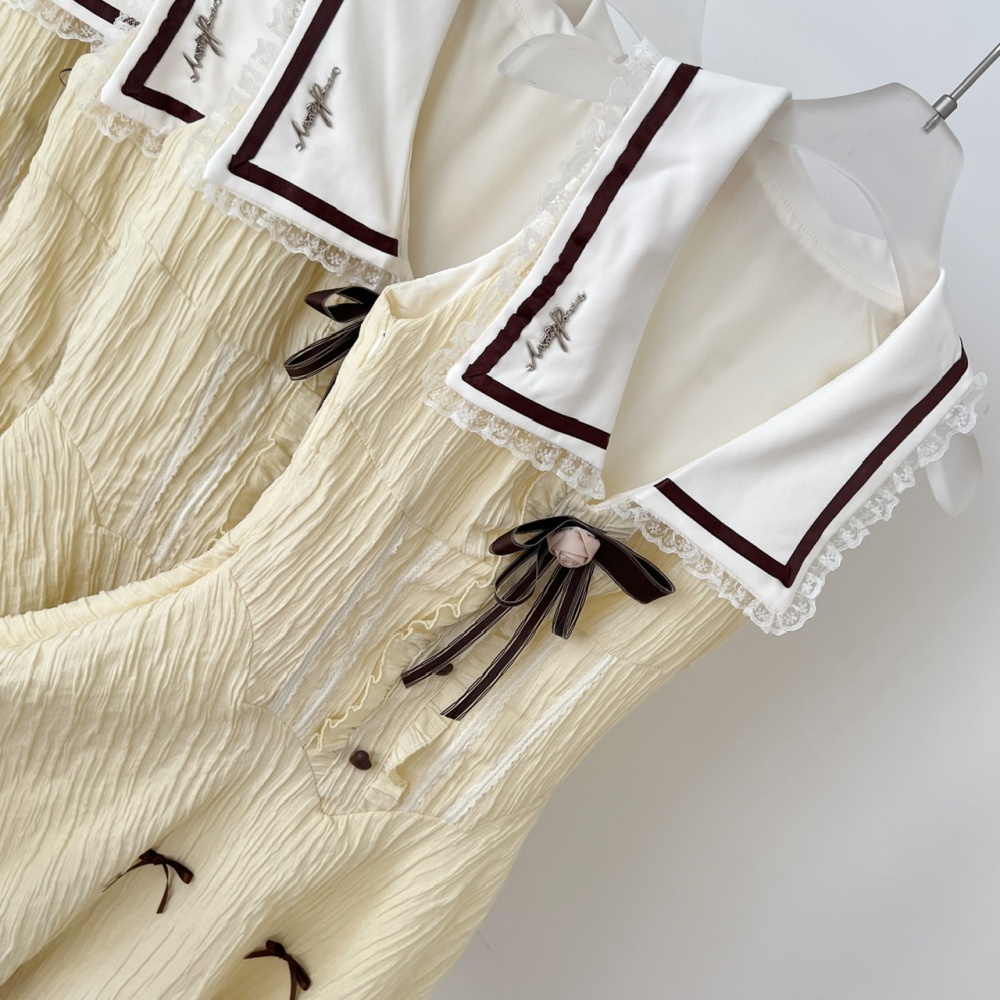 Summer splice sleeveless college lace slim dress