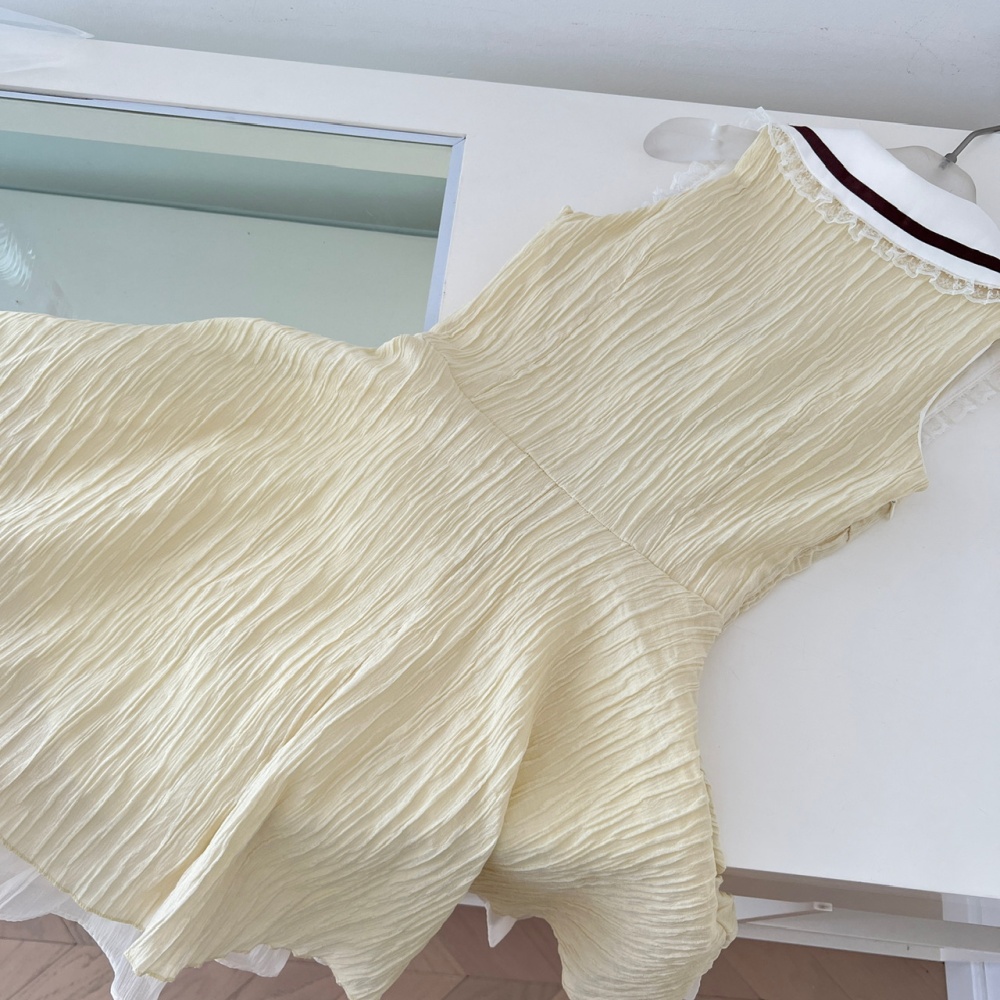 Summer splice sleeveless college lace slim dress