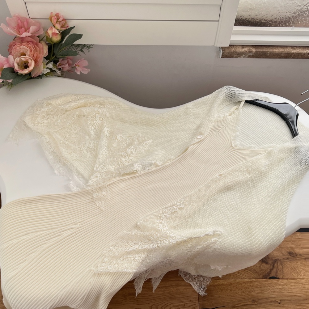 Mohair lace dress splice sling shawl a set
