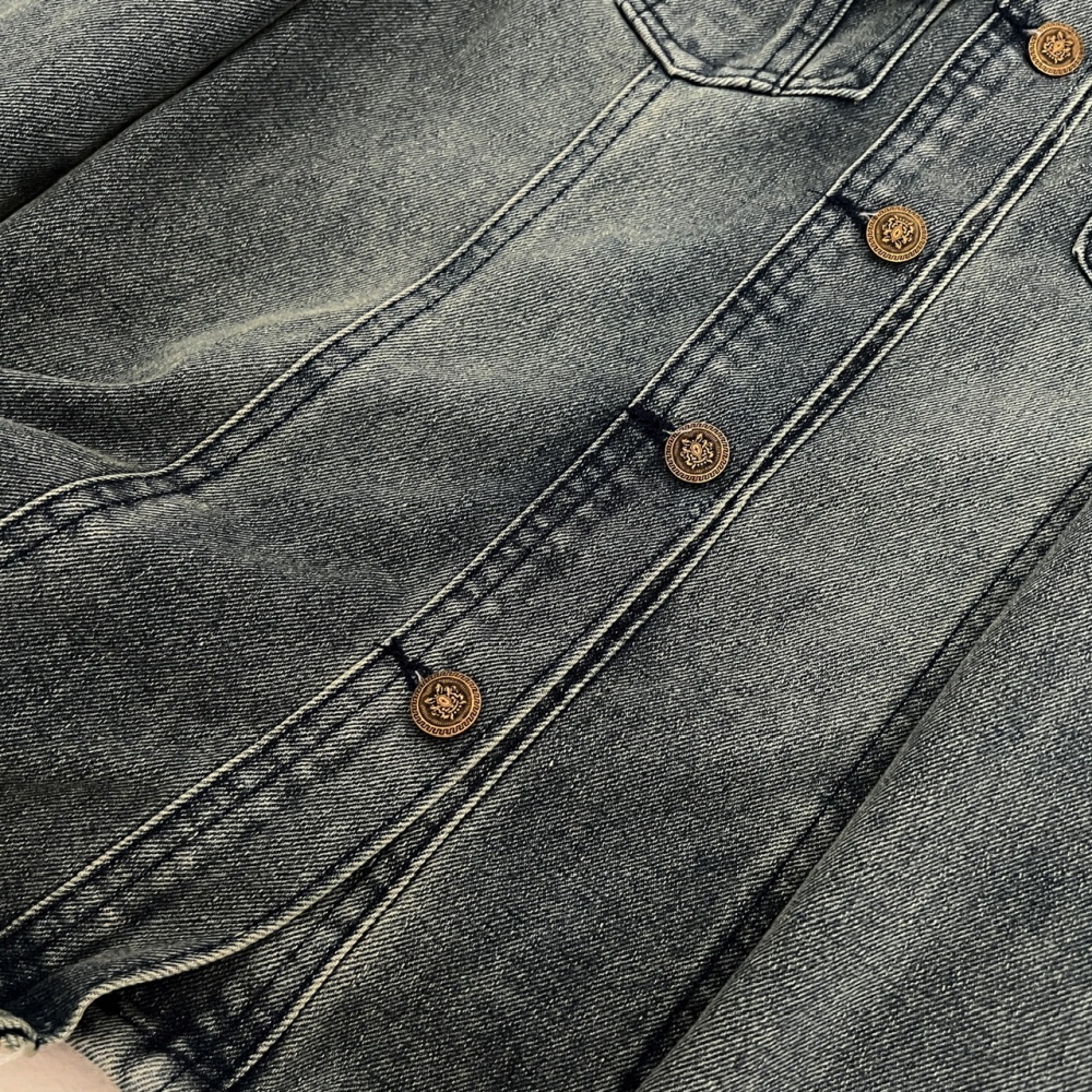 Retro denim tops slim pinched waist coat for women