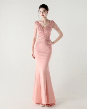 Lace back bandage wedding slim banquet evening dress