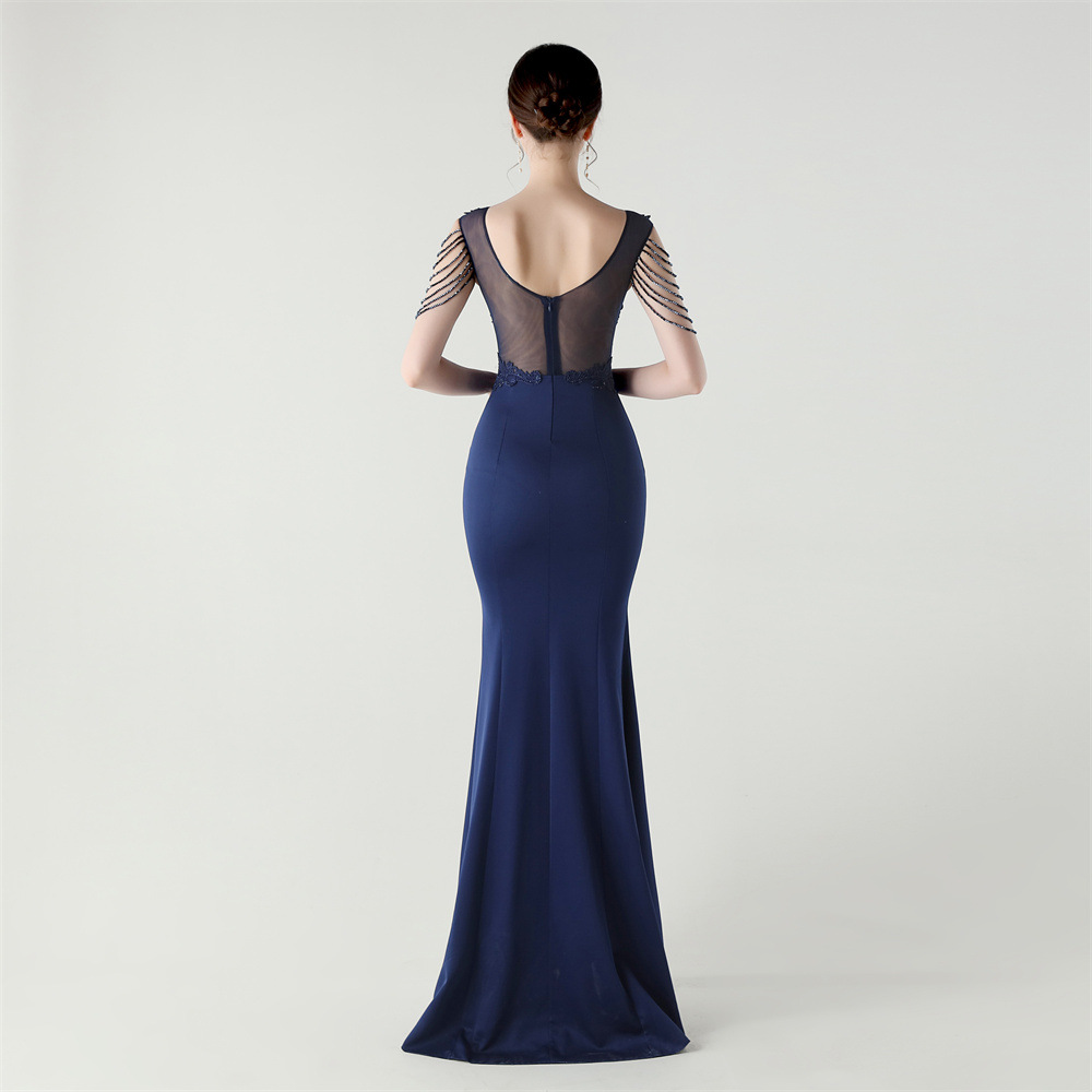 Lace back bandage wedding slim banquet evening dress