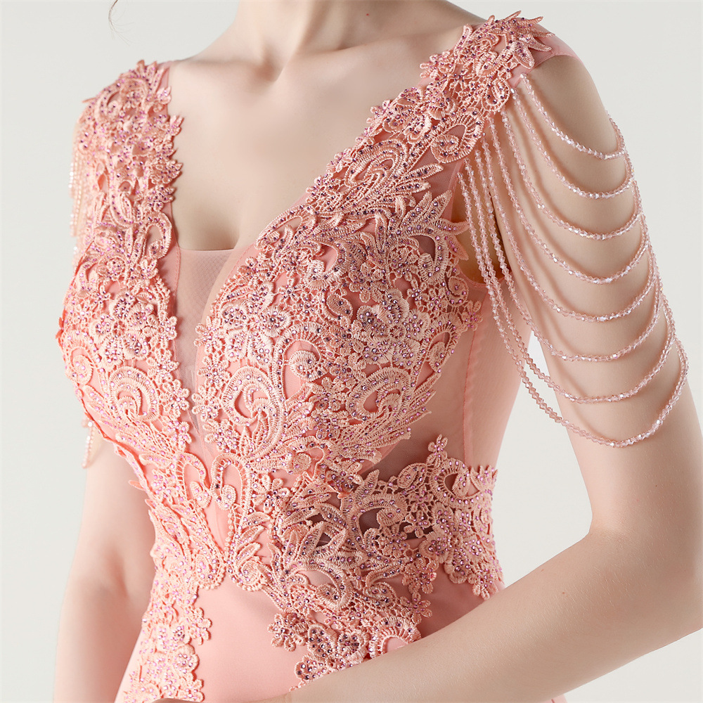 Lace back bandage wedding slim banquet evening dress