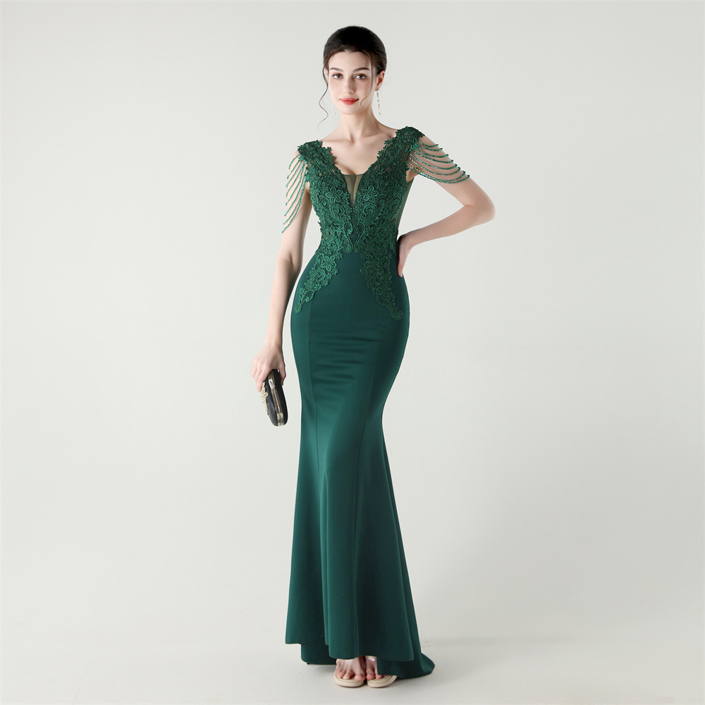 Lace back bandage wedding slim banquet evening dress