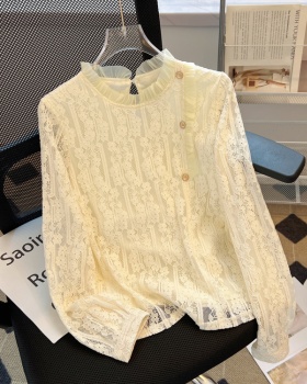 Autumn lace tops commuting light luxury shirt for women