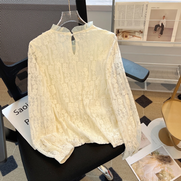 Autumn lace tops commuting light luxury shirt for women