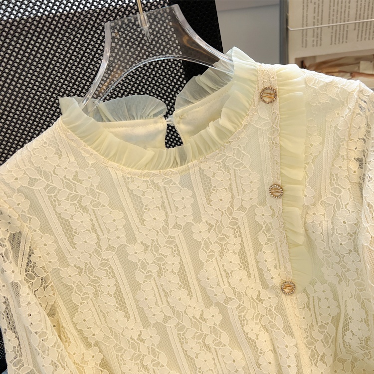 Autumn lace tops commuting light luxury shirt for women
