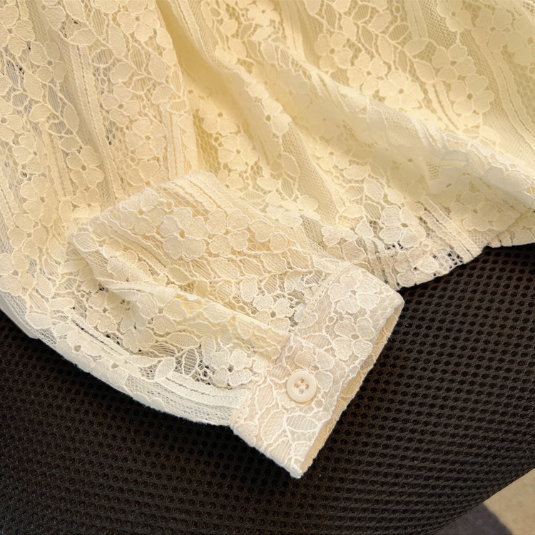 Autumn lace tops commuting light luxury shirt for women