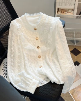 Fashion lace tops white small shirt for women