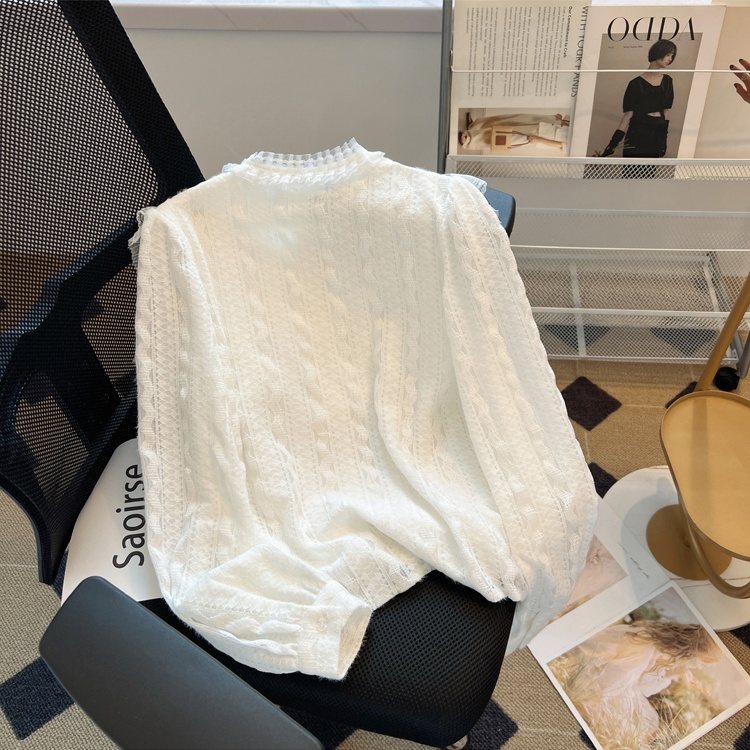 Fashion lace tops white small shirt for women
