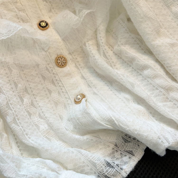 Fashion lace tops white small shirt for women