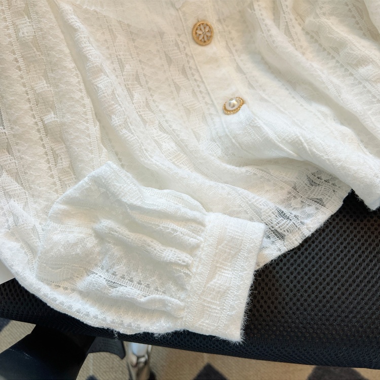 Fashion lace tops white small shirt for women