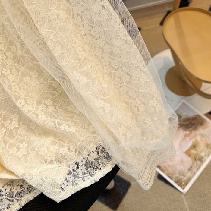 France style lace autumn shirt V-neck profession chiffon tops