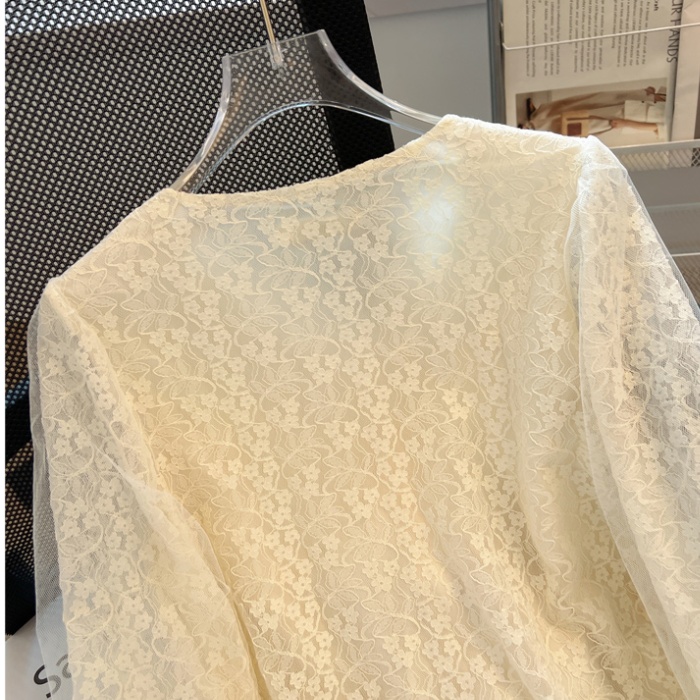 France style lace autumn shirt V-neck profession chiffon tops