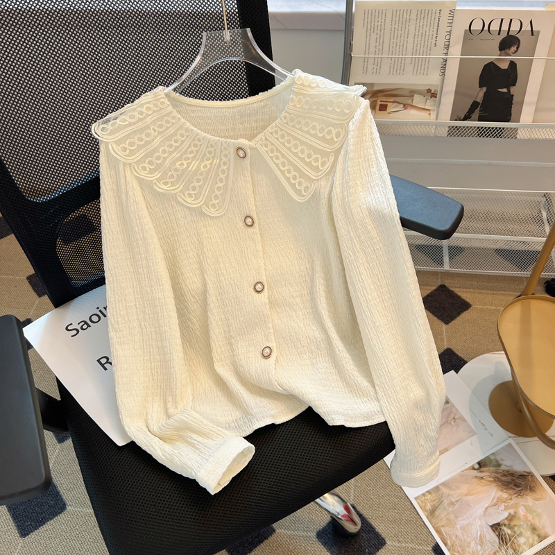 Autumn long sleeve tops niche France style shirt
