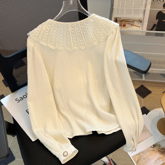 Autumn long sleeve tops niche France style shirt