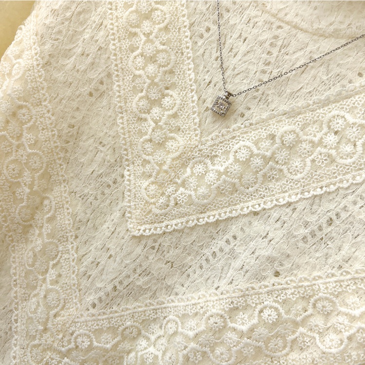 Lace autumn tops half high collar small shirt for women