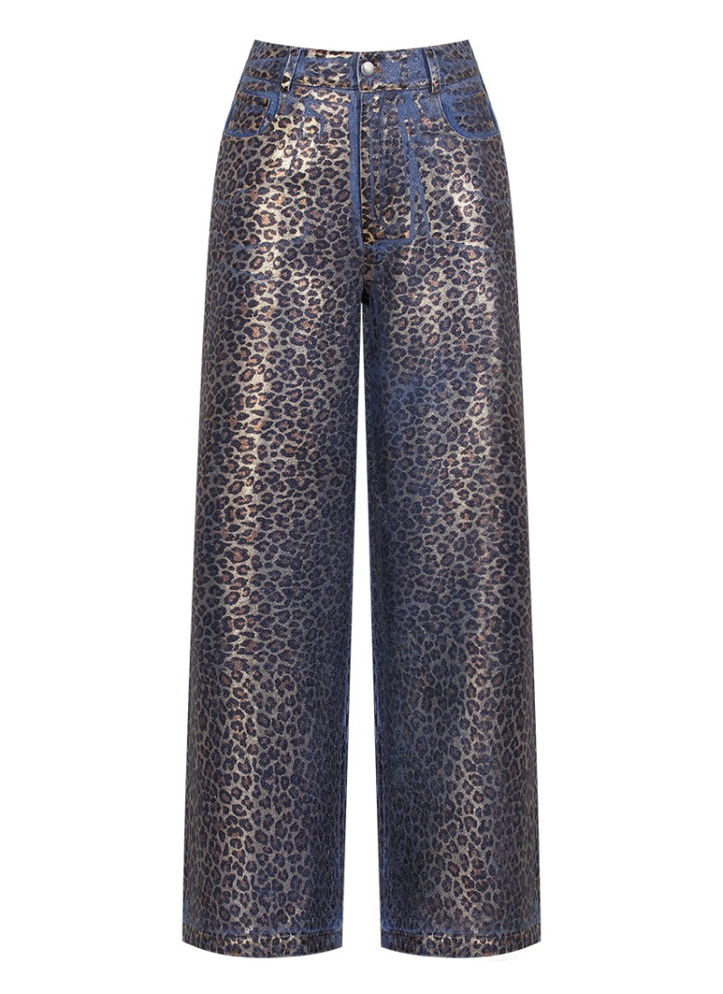 Leopard long pants printing jeans for women