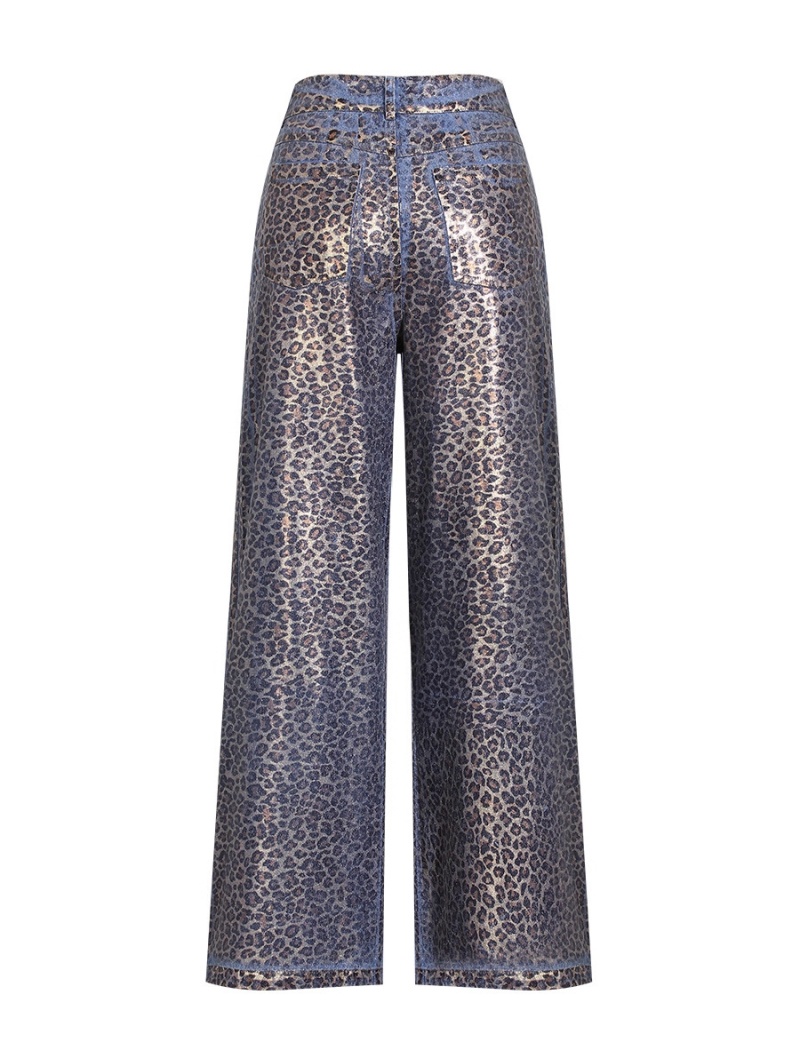 Leopard long pants printing jeans for women