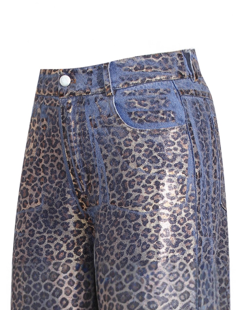 Leopard long pants printing jeans for women