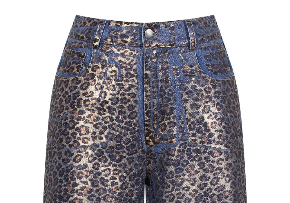 Leopard long pants printing jeans for women