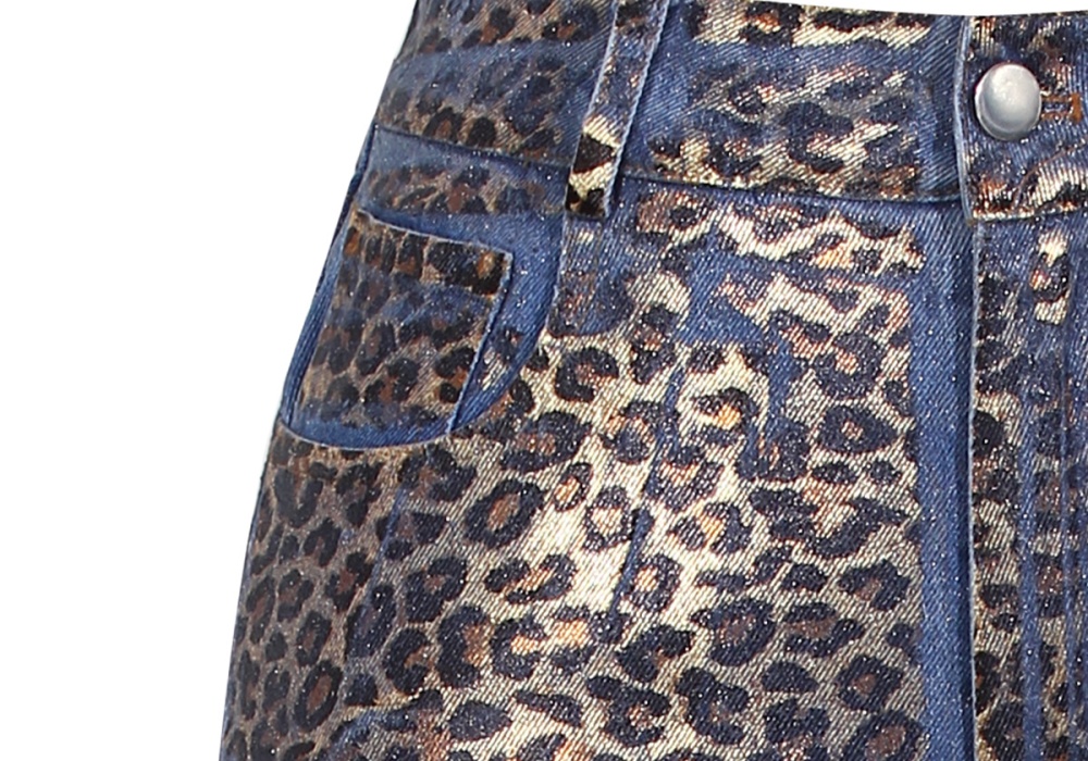 Leopard long pants printing jeans for women